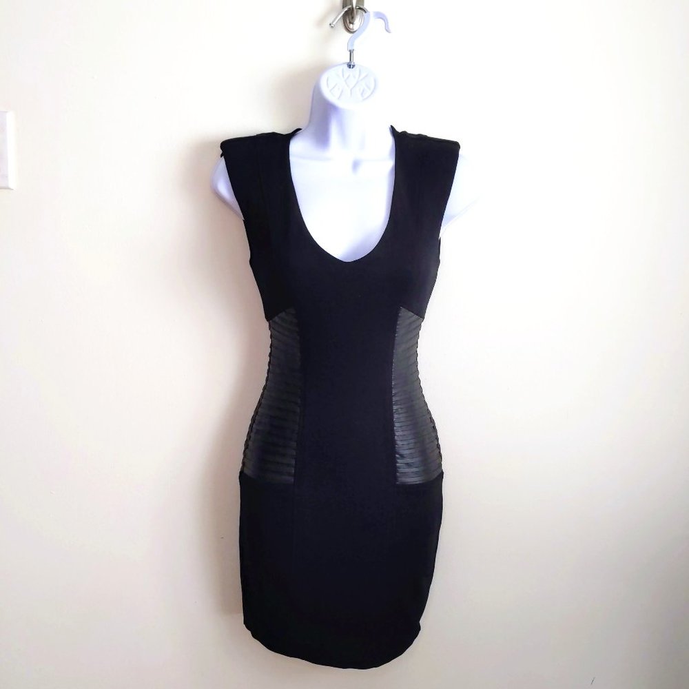 NWOT Bebe Black Mix Media Dress Size XS